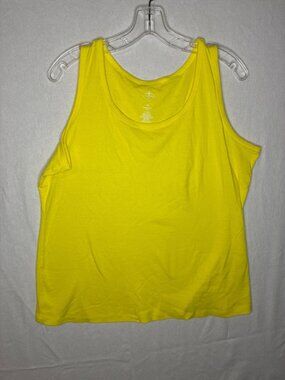 St. John's Bay Yellow Cotton Tank Top Women's XL Scoop Neck Sleeveless